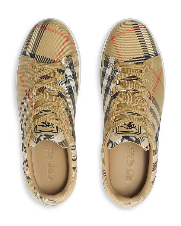 Женские кроссовки в клетку Burberry, бежевый — фото 2