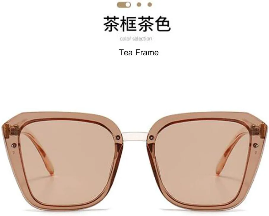 

Новый стиль, авангардные прозрачные солнцезащитные очки, милые дужки, солнцезащитные очки в крупной оправе, защита от ультрафиолета Weloveushop, Tea Frame Tea
