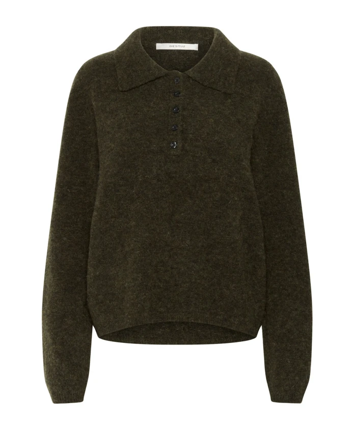 

Свитер-Поло оливкового меланжевого цвета Gestuz, зеленый