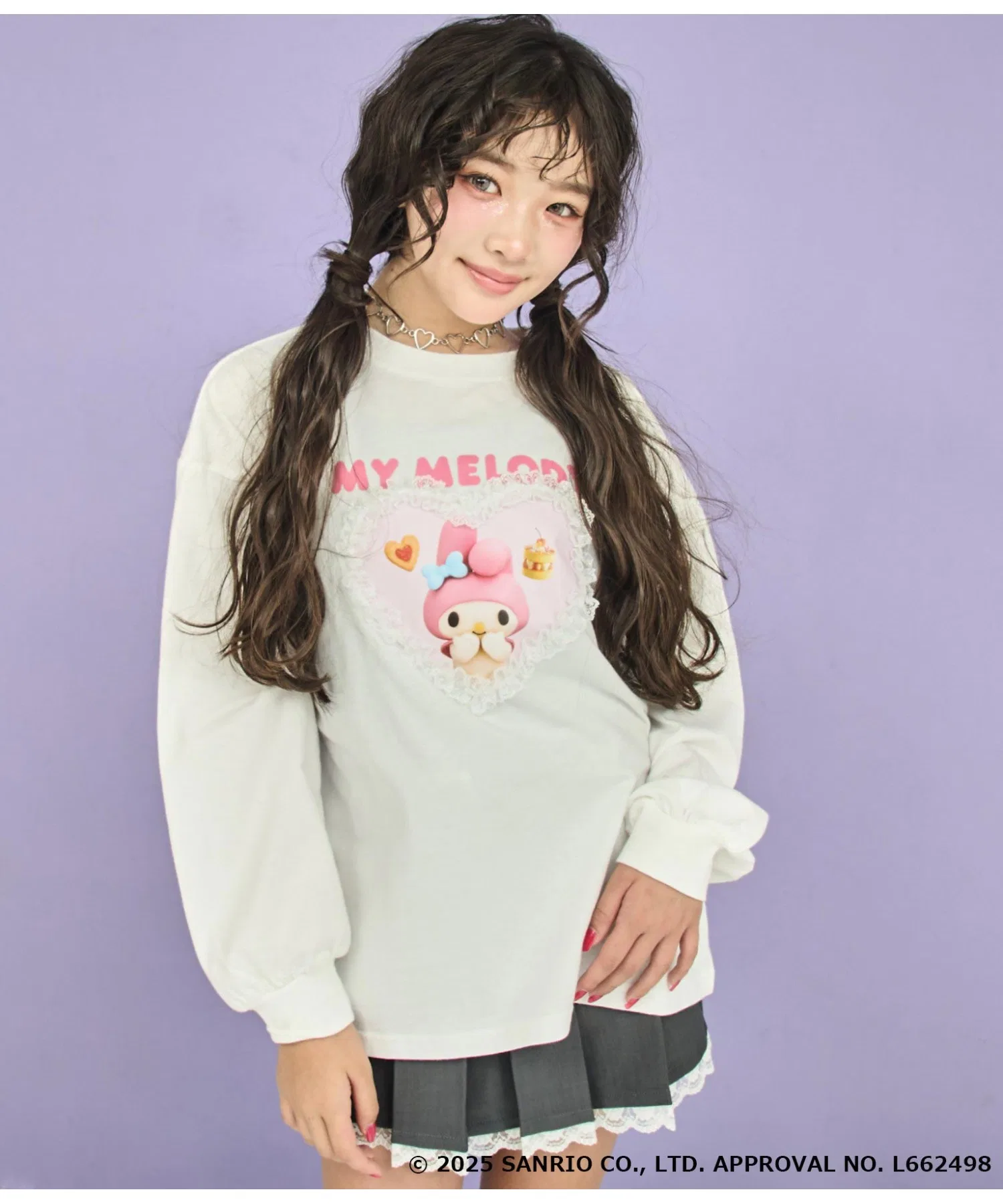 Детская лонгслив ANAP GiRL x My Melody с принтом сердца и рюшами