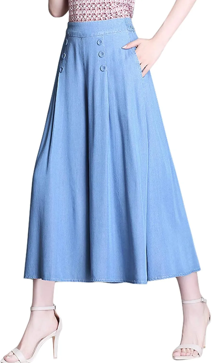 

Женские джинсовые кюлоты с эластичным поясом и карманами Itemnew