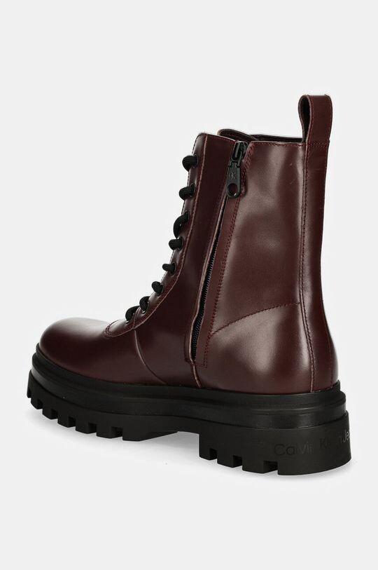 БОТИНКИ НА МОЛНИИ С КРУЖЕВНЫМИ ПРОШИВКАМИ Кожаные ботинки OXF LTH Calvin Klein Jeans, бордовый — фото 3