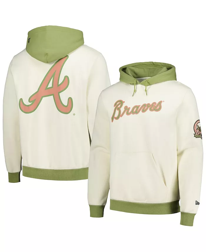 

Мужская кремово-зеленая толстовка Atlanta Braves Color Pop с капюшоном New Era