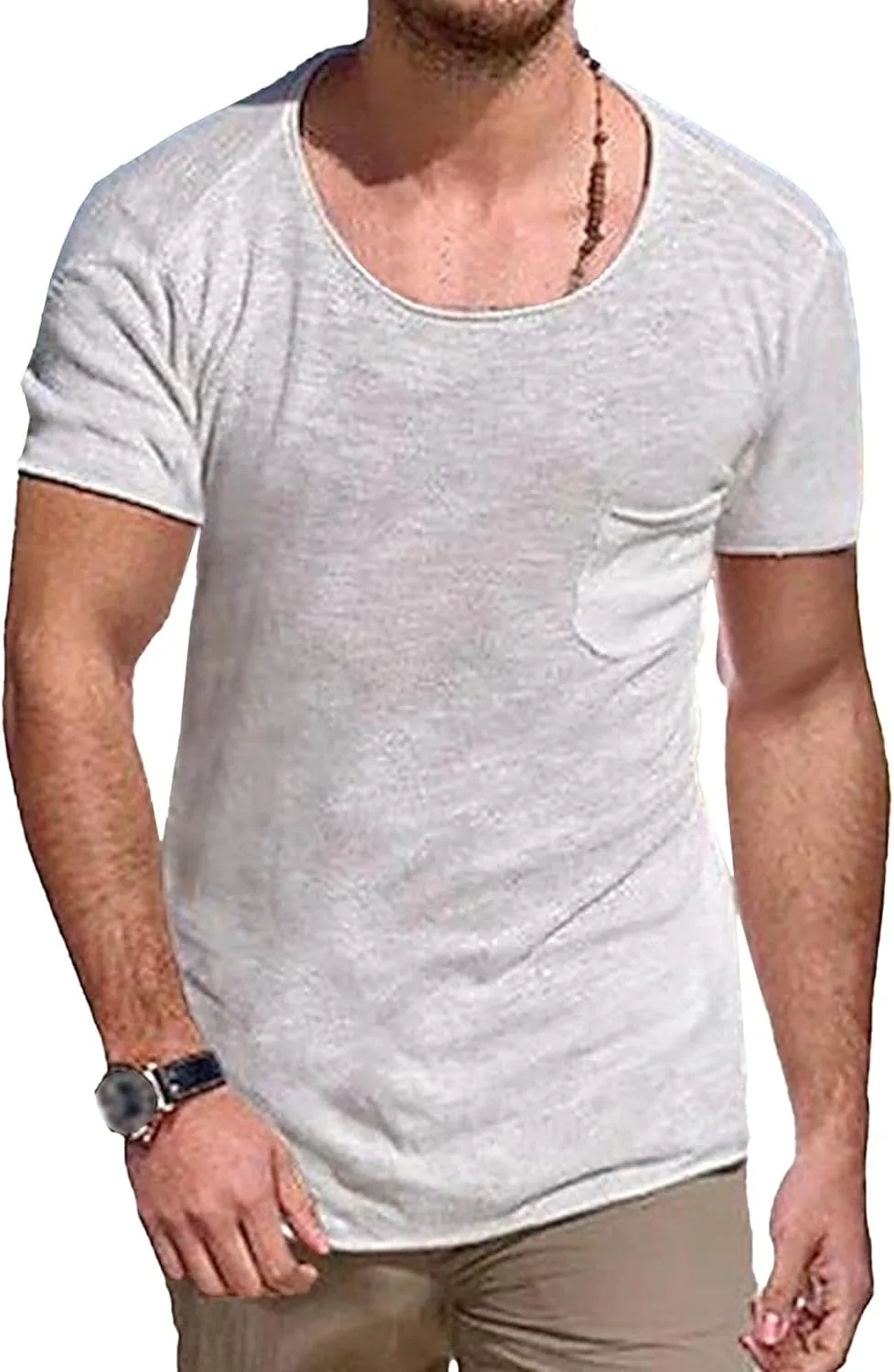 

Майифу-GJ мужская футболка с круглым вырезом и карманом Maiyifu-GJ