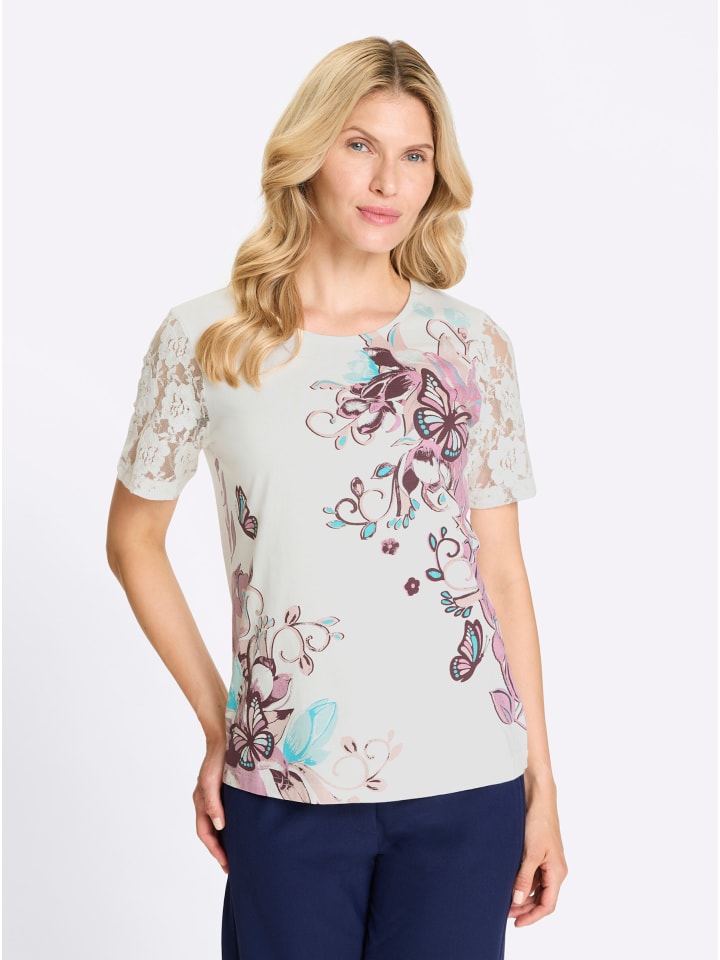 

Кружевная рубашка цвета экрю с принтом пыльной розы Sieh an!