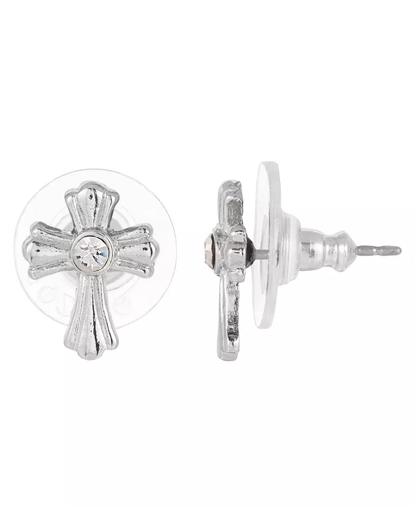 

Серьги-Гвоздики с хрустальными крестиками серебристого оттенка Symbols Of Faith, white