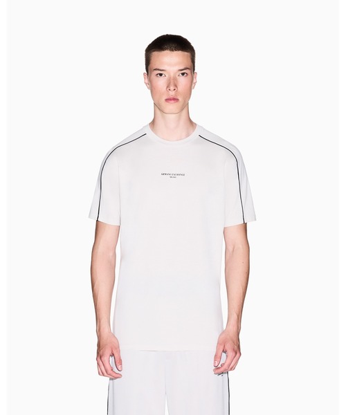 

Футболка с коротким рукавом из хлопкового пике с логотипом ARMANI EXCHANGE