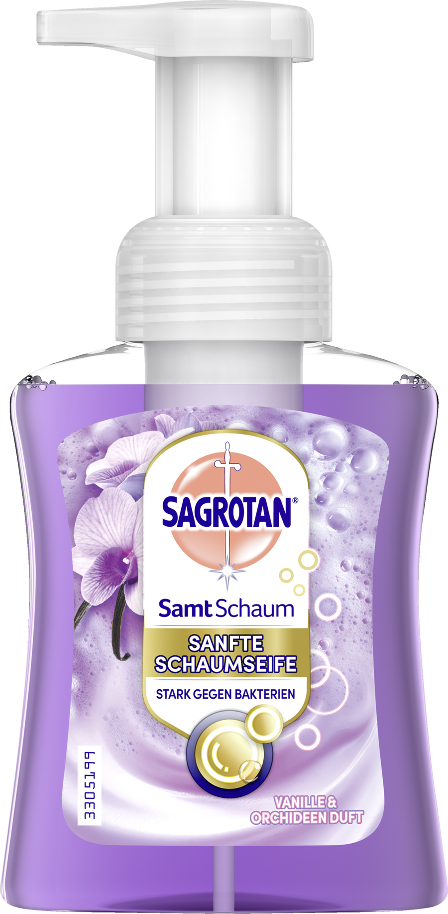 

Жидкое мыло Sagrotan Samt Schaum Sanfte Schaumseife Vanille & Orchidee