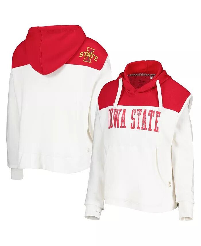 

Женская белая толстовка с капюшоном Cardinal Distressed Iowa State Cyclones Chicago 2-Hit Yoke Pressbox
