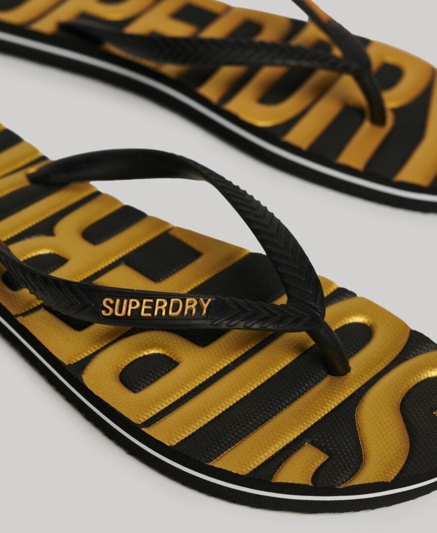 Сандалии с Т-образной перемычкой Superdry, цвет Gold/Black — фото 4