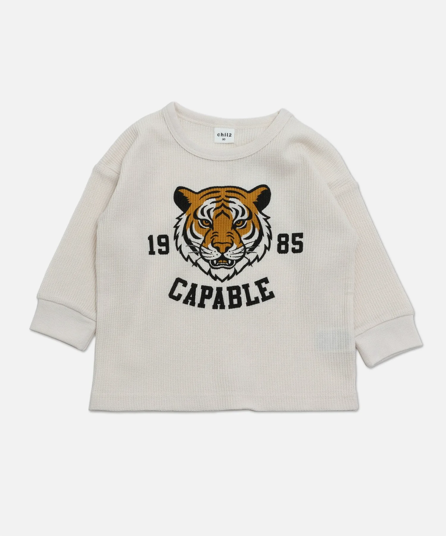 Футболка с длинными рукавами и вафельным принтом Chil2, A Tiger/Cream — фото 2