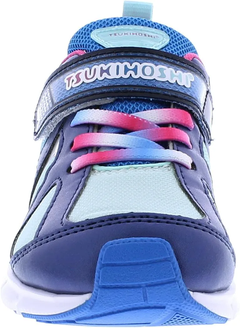 Детские кроссовки TSUKIHOSHI Rainbow Kids - с застежкой на ремешок, пригодные для стирки в машине, с широкой носочной частью и противоскользящими, немаркими подошвами, для детей 4-12 лет, темно-синий/мятный — фото 3