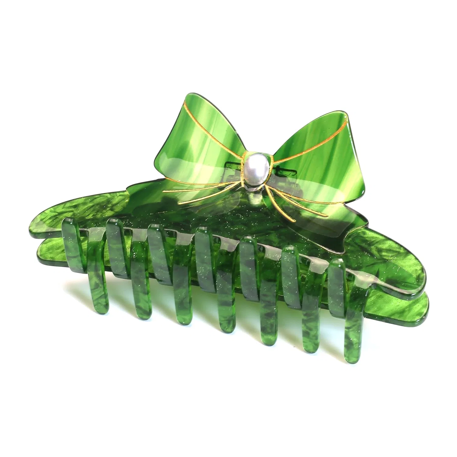 Большая заколка-краб для волос из зеленого ацетата 11 см Qingoo, Green
