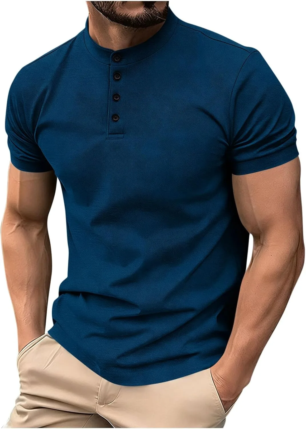 

Мужская футболка Henley Slim с длинным подолом для тренировок Lmdudan