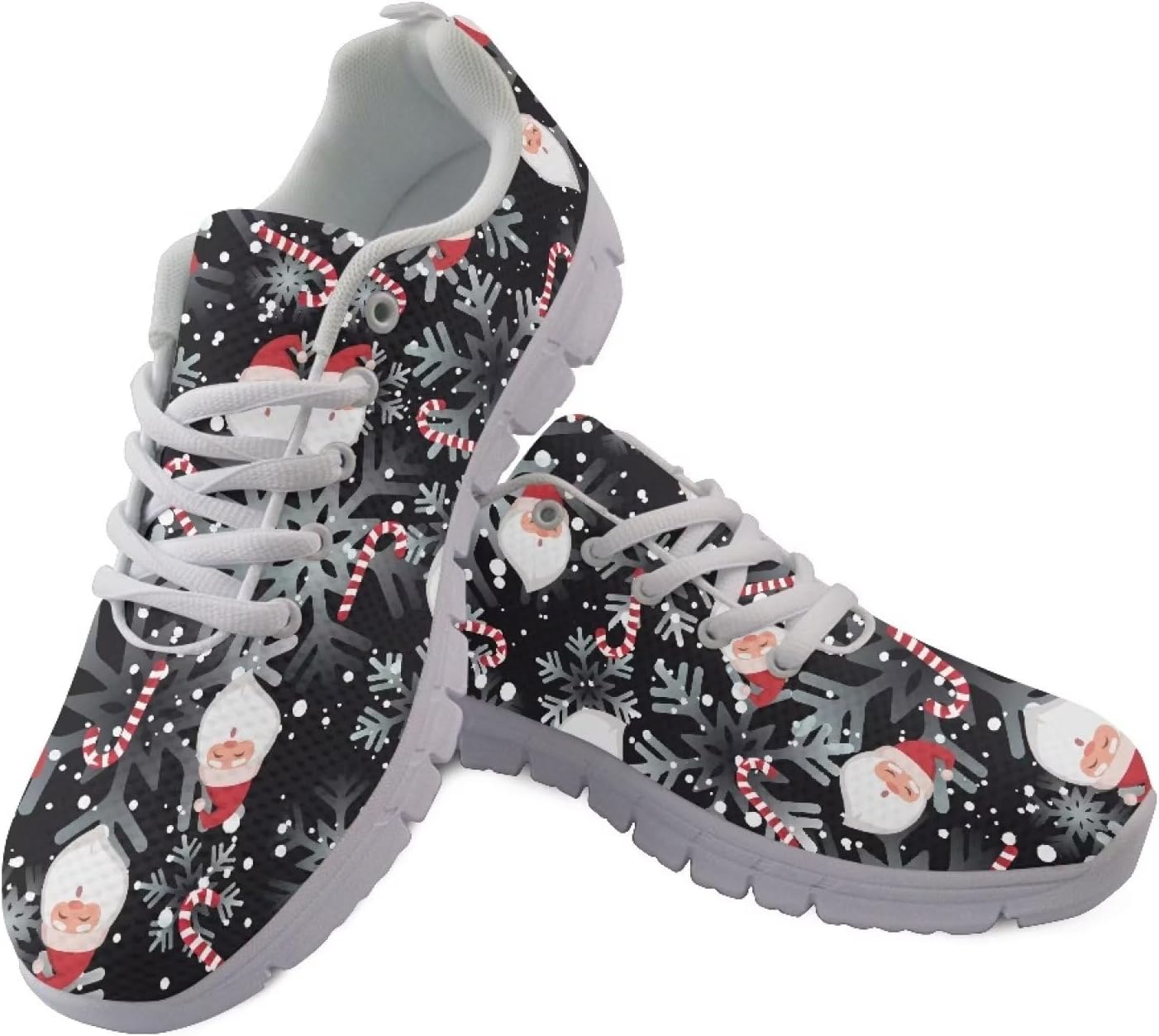 

Мужские кроссовки GIFTPUZZ для занятий спортом и бегом, дышащие сетчатые теннисные кроссовки с нескользящей подошвой, для тренировок в зале и путешествий, с мягкой нескользящей подошвой, Santa Claus Candy Snowman