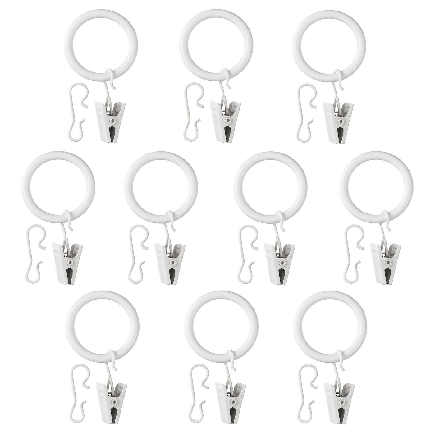 

Кольцо для штор с зажимом и крючком, белое, 25 мм, SYRLIG IKEA