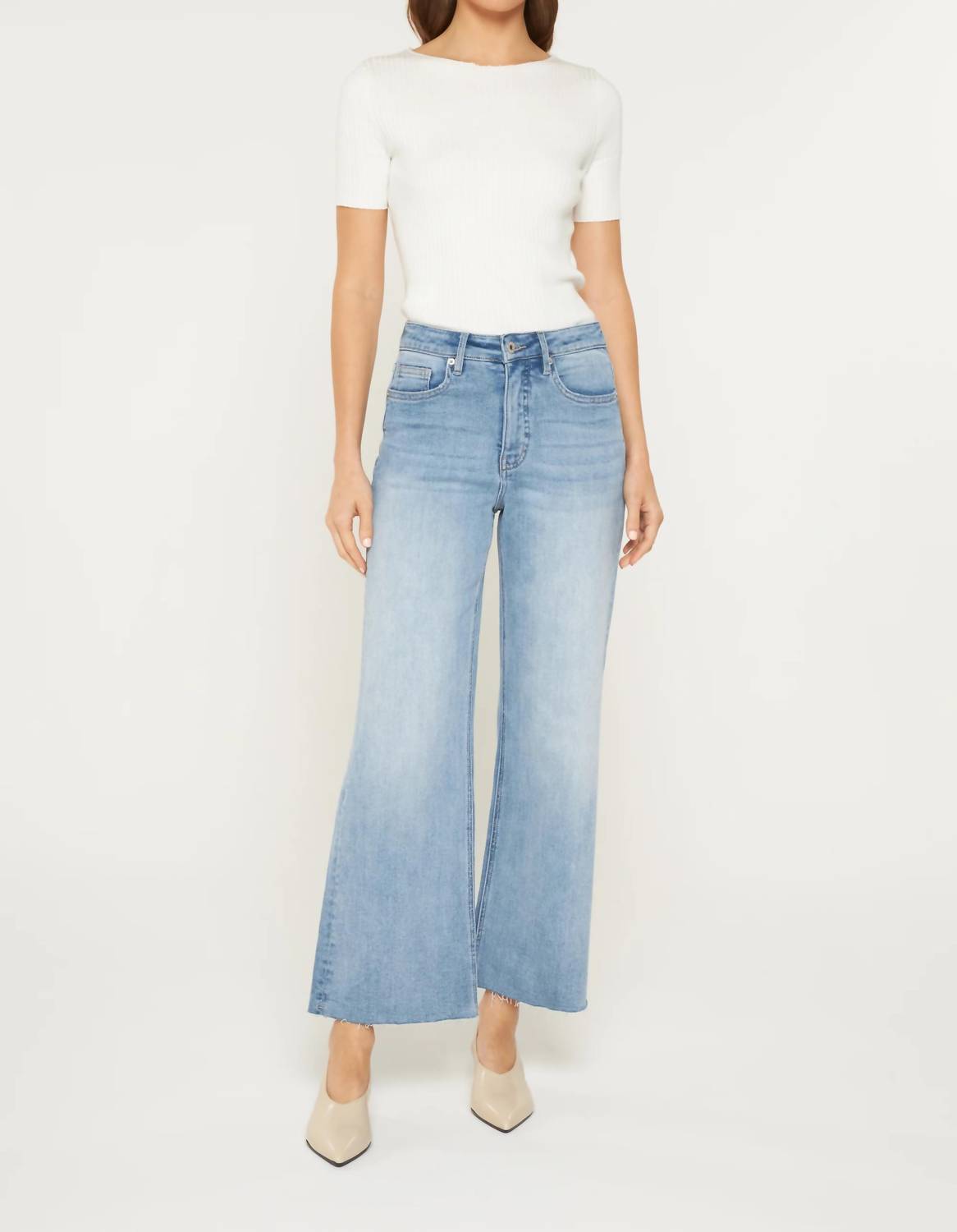 

Джинсы с высокой посадкой и необработанным краем Tummy Tuck в цвете Ball Blue Mica denim