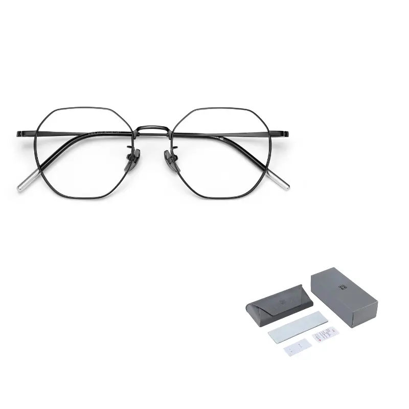 

Wood Premium Очки в титановой оправе нестандартной формы унисекс, Black+Plano