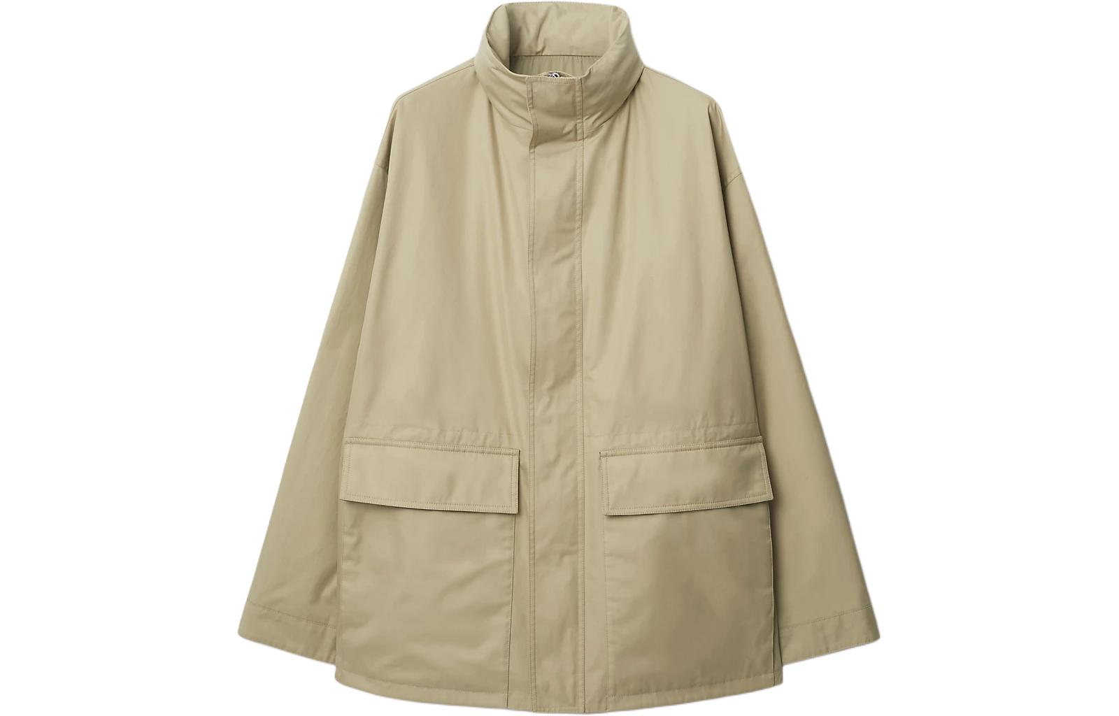 Куртка хлопковая EKD Burberry, вышитая, цвет Hunter бежевый — фото 2