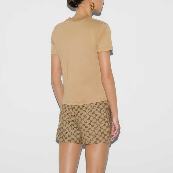 Футболка cotton jersey t-shirt with print 'beige' Gucci, бежевый — фото 4