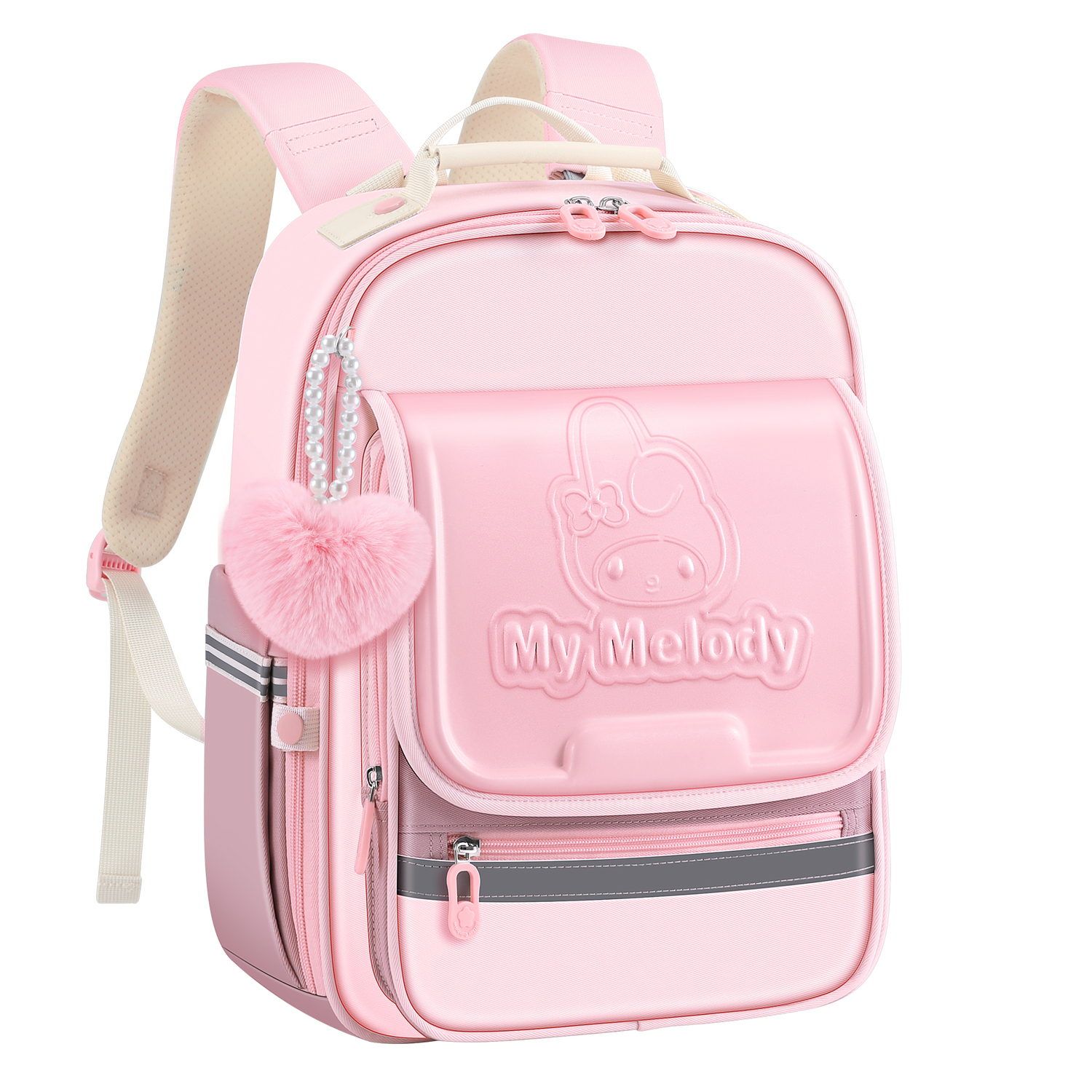 

Sanrio Искусственная кожа с полиэстером двойное плечо студенческий рюкзак обычный детский принцесса розовый, [3D Effect Lightweight Back Pad]My Melody-Princess Pink