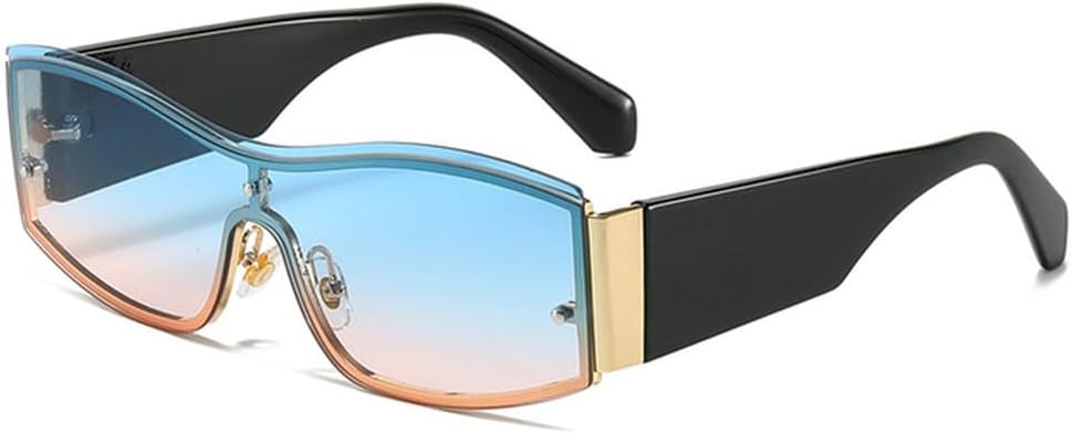 

Роскошные цельные солнцезащитные очки большого размера для мужчин и женщин, модные солнцезащитные очки без оправы, женские очки с защитой от УФ-излучения UV400 LVTFCO, Blue Pink