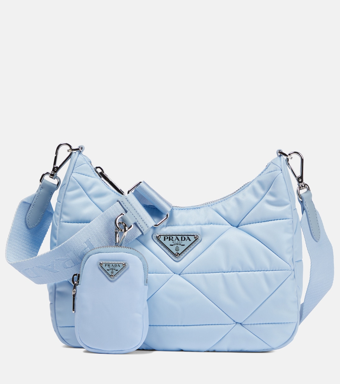 

Стеганая сумка через плечо Prada, синий