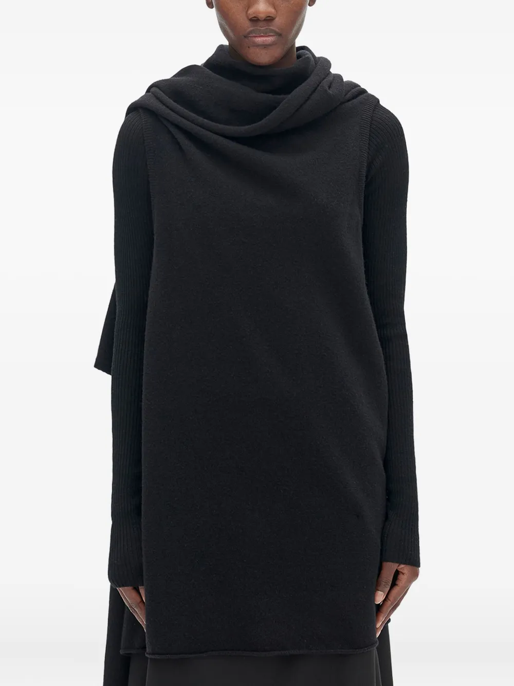 

Драпированный вязаный топ из валяной шерсти Ann Demeulemeester, черный
