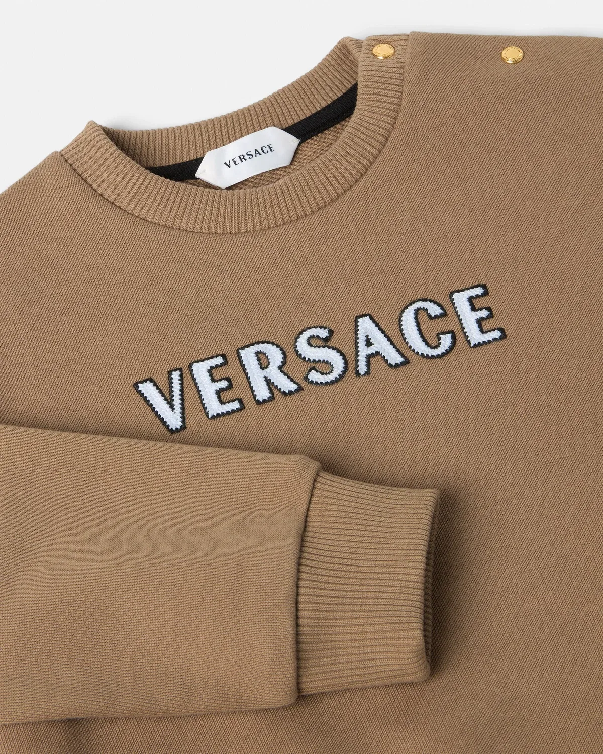 Базовая толстовка с логотипом на трикотаже из хлопка для младенцев Versace, коричневый — фото 4