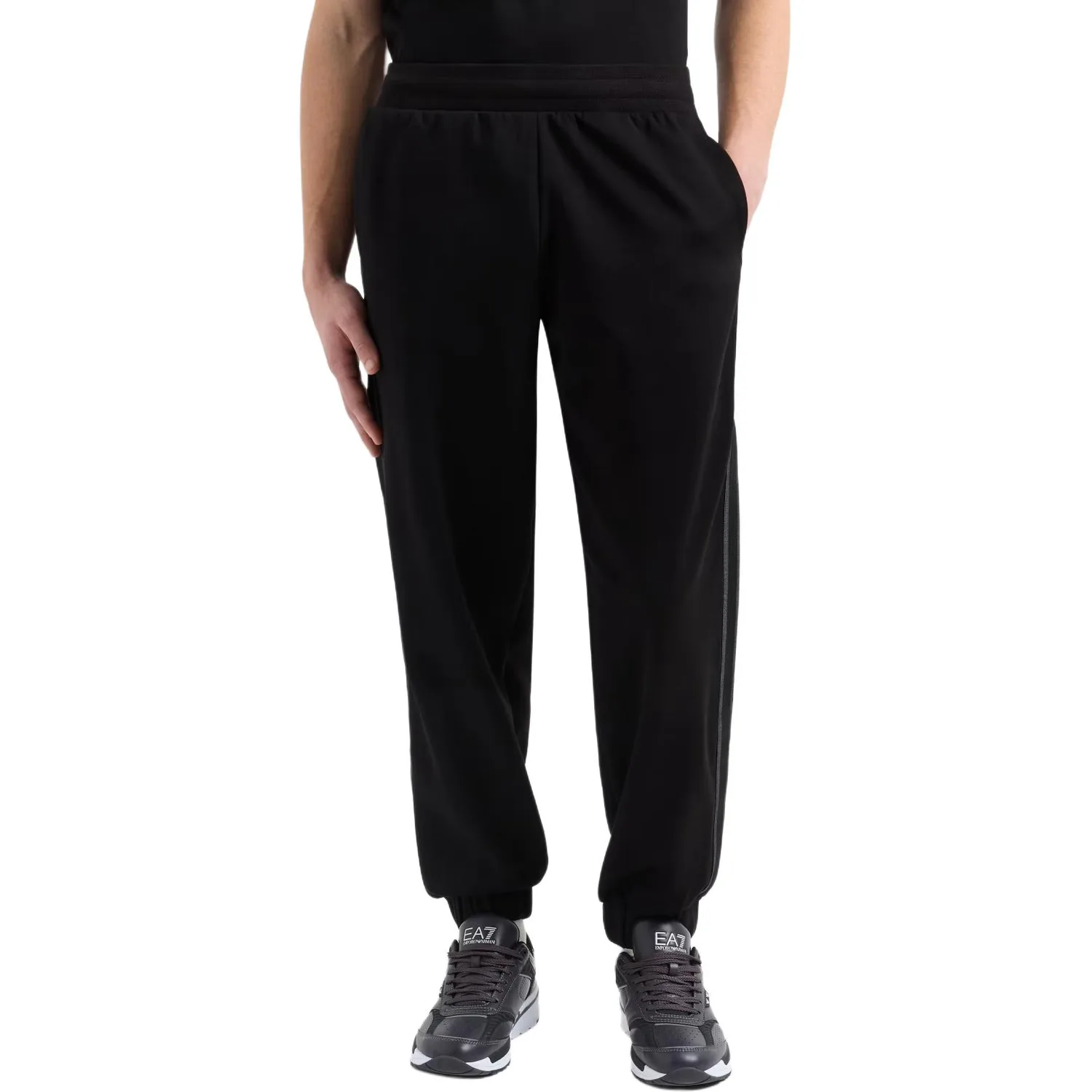 EMPORIO ARMANI EA7 Вязаные спортивные брюки мужские Black — фото 4