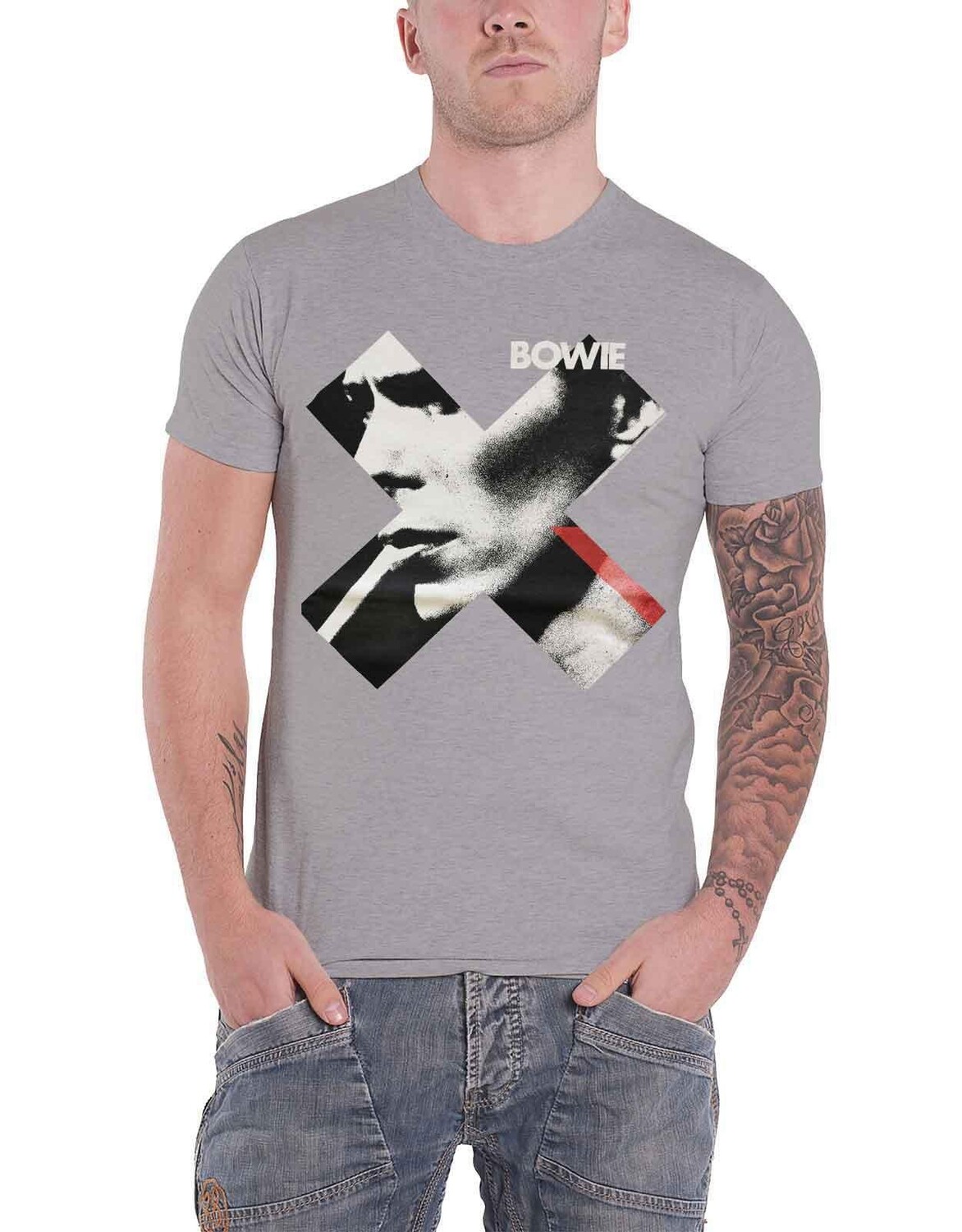 

Футболка с портретом для курящих David Bowie, серый