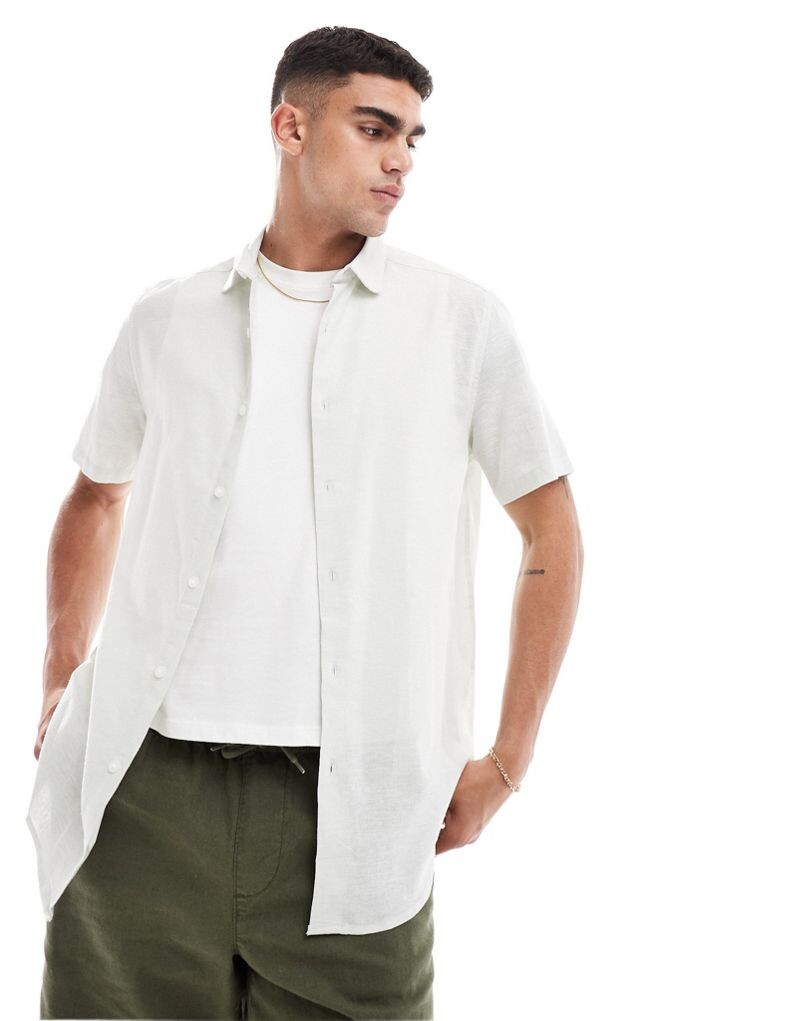 

Мятно-зеленая льняная рубашка с пенни-воротничком ASOS DESIGN