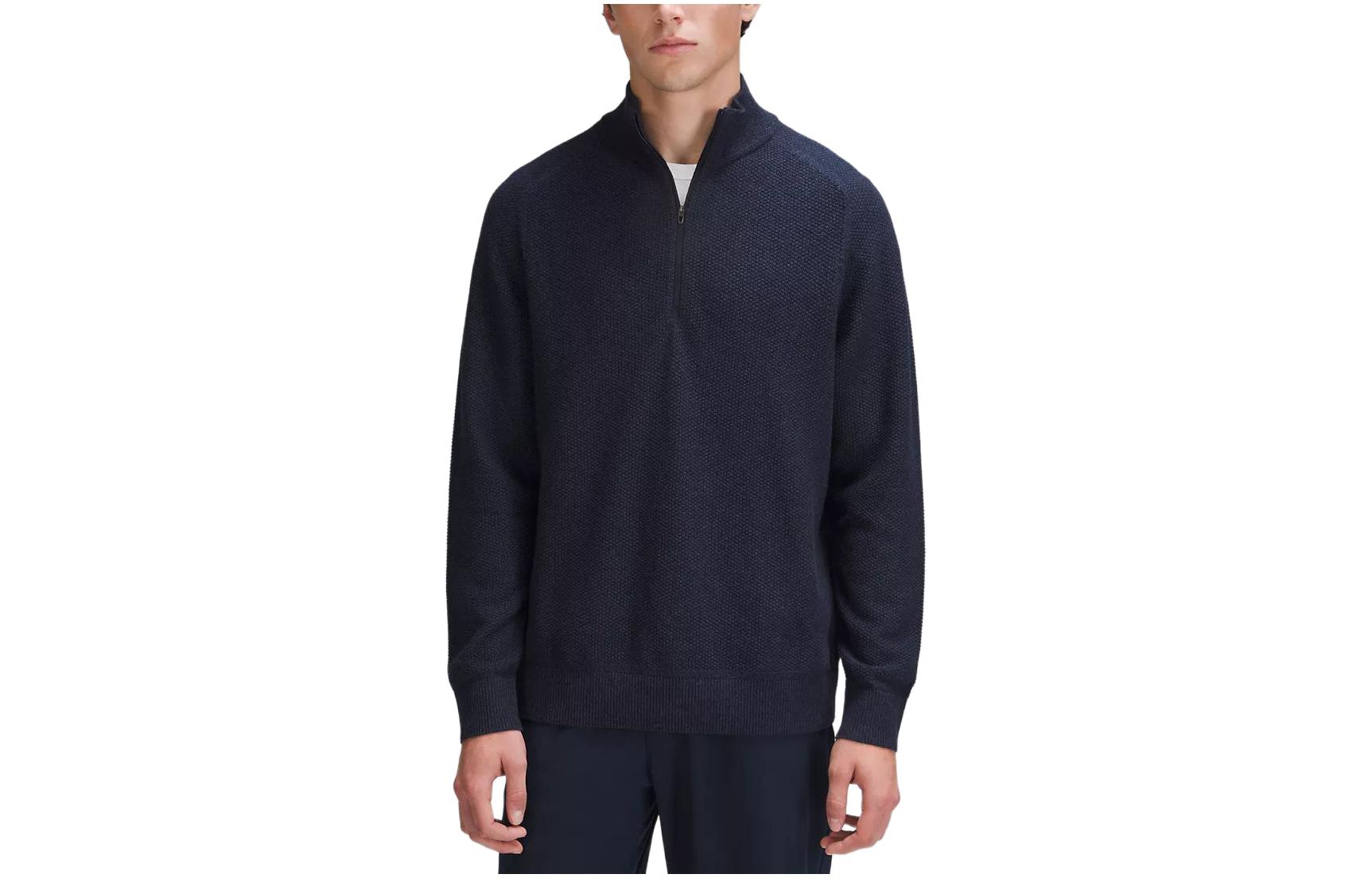 

Текстурированный вязаный полу-зип свитер Men's Lululemon, marine синий