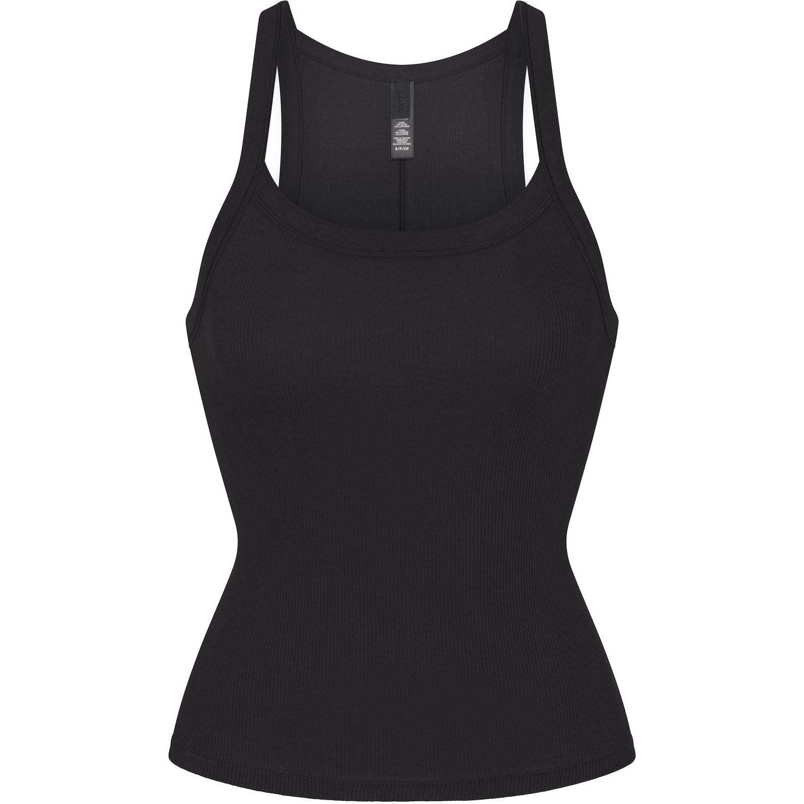 

Skims Хлопковый риб-майка с круглым вырезом для женщин в цвете дымчато-серый/SOOT