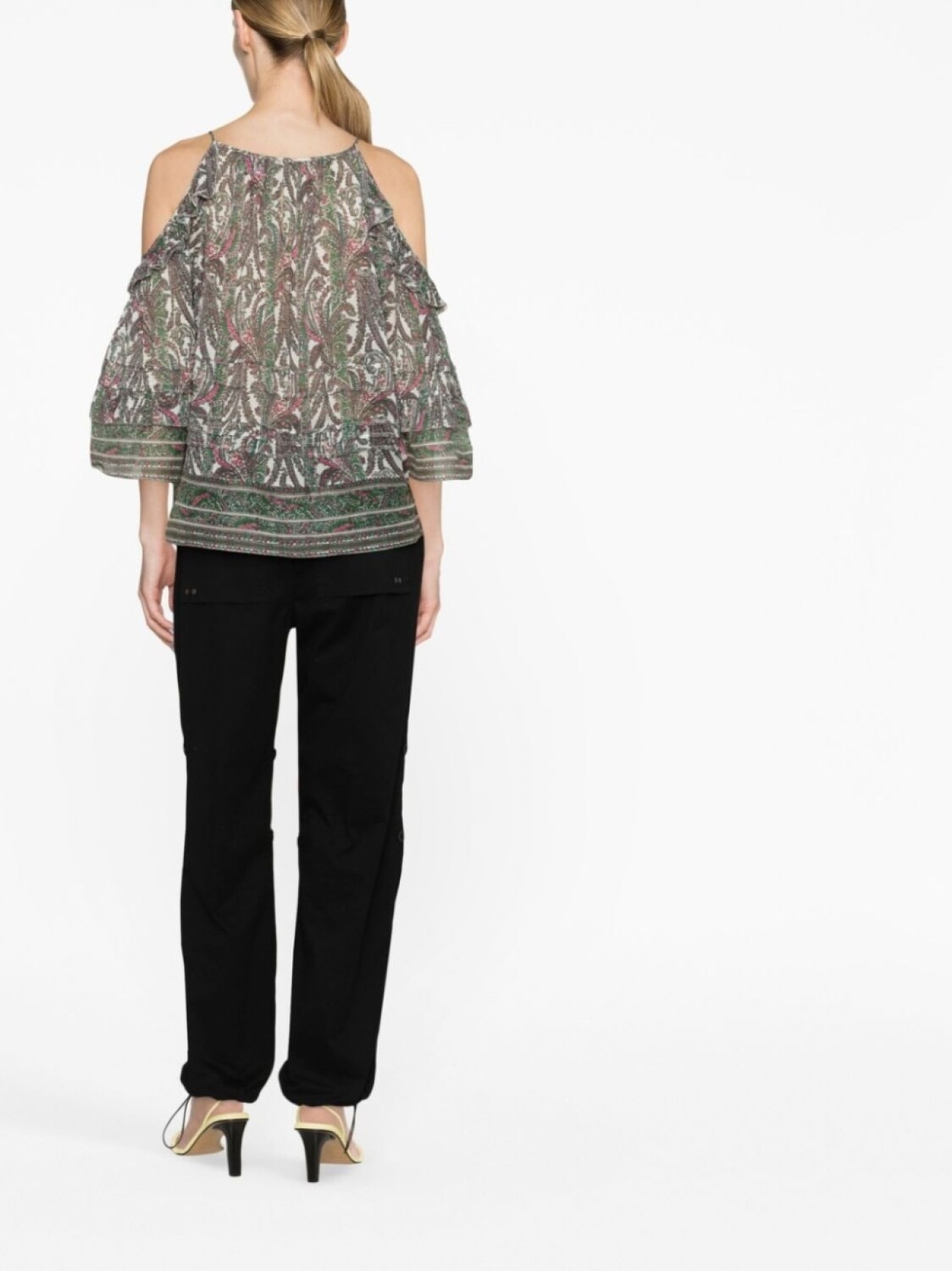 ISABEL MARANT топ с открытыми плечами и графичным принтом, белый — фото 3
