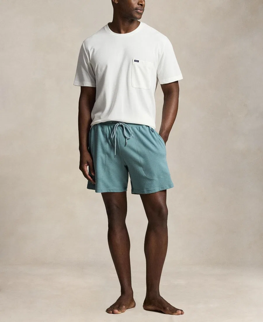 Мужские легкие сетчатые пижамные шорты Polo Ralph Lauren, Sage/ Cruise Navy Polo Player — фото 2