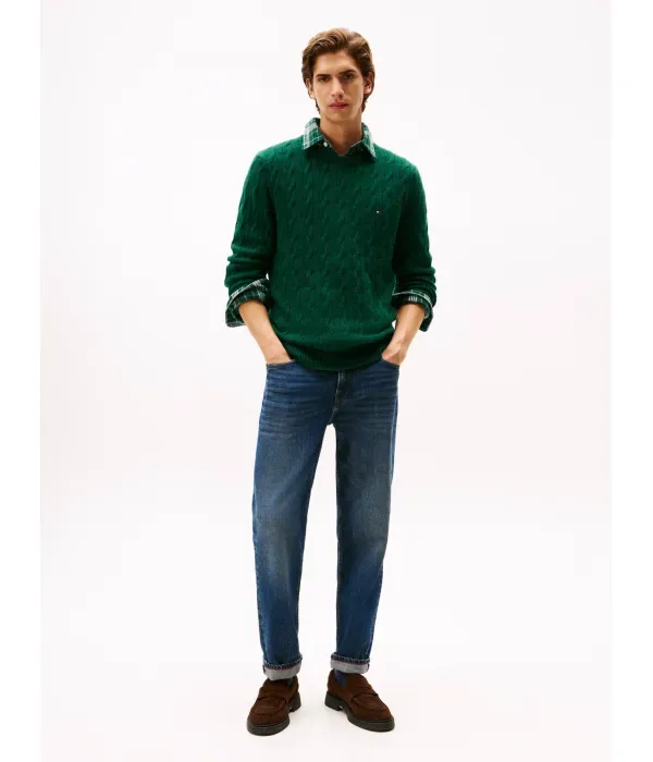 Шерстяной свитер regular fit Tommy Hilfiger, бутылочно-зеленый — фото 2