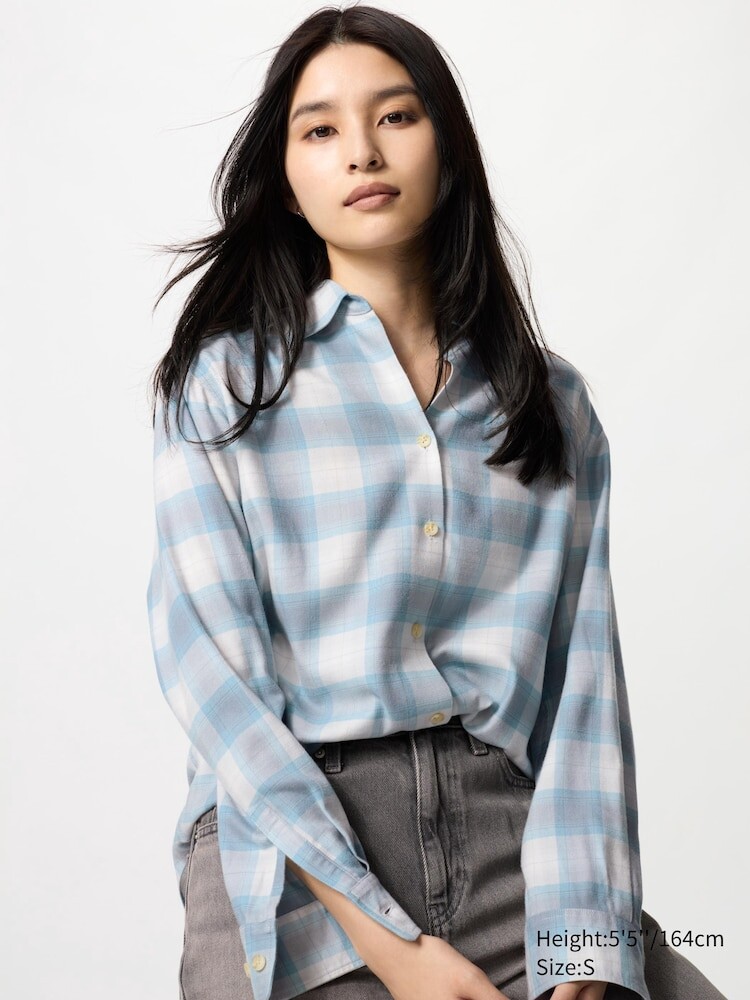 

Мягкая фланелевая рубашка в клетку Uniqlo, цвет 63 синий