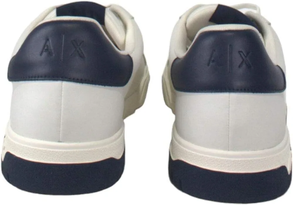 Кроссовки Armani Exchange Herren Duck, натуральная кожа, логотип на задней части, белый/темно-синий — фото 3