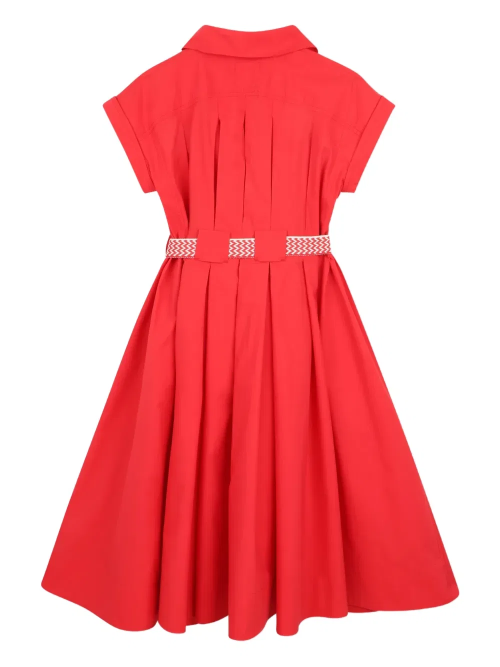 Платье-рубашка с поясом и воротником Lanvin Enfant, красный — фото 2