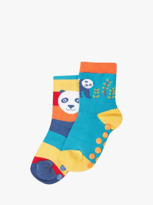 

Детские носки Fruig с отличным сцеплением из хлопковой смеси Frugi, Pack of 2, Panda/Multi