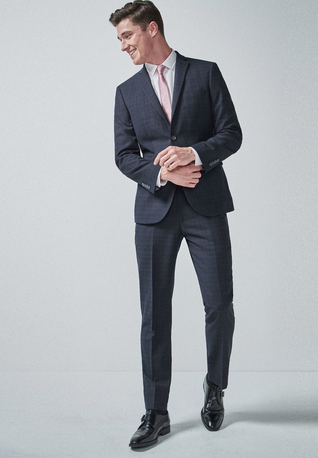 

Пиджак NAVY/BLACK TAILORED FIT CHECK SUIT: JACKET Next, синий