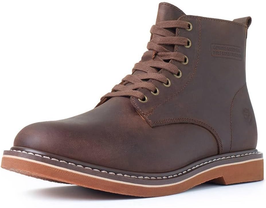 

Мужские стильные и удобные кожаные ботинки на шнуровке SUREWAY, 15 см, мужские ботинки-чукка, служебные ботинки Pro, повседневные коричневые ботинки с мягким носком