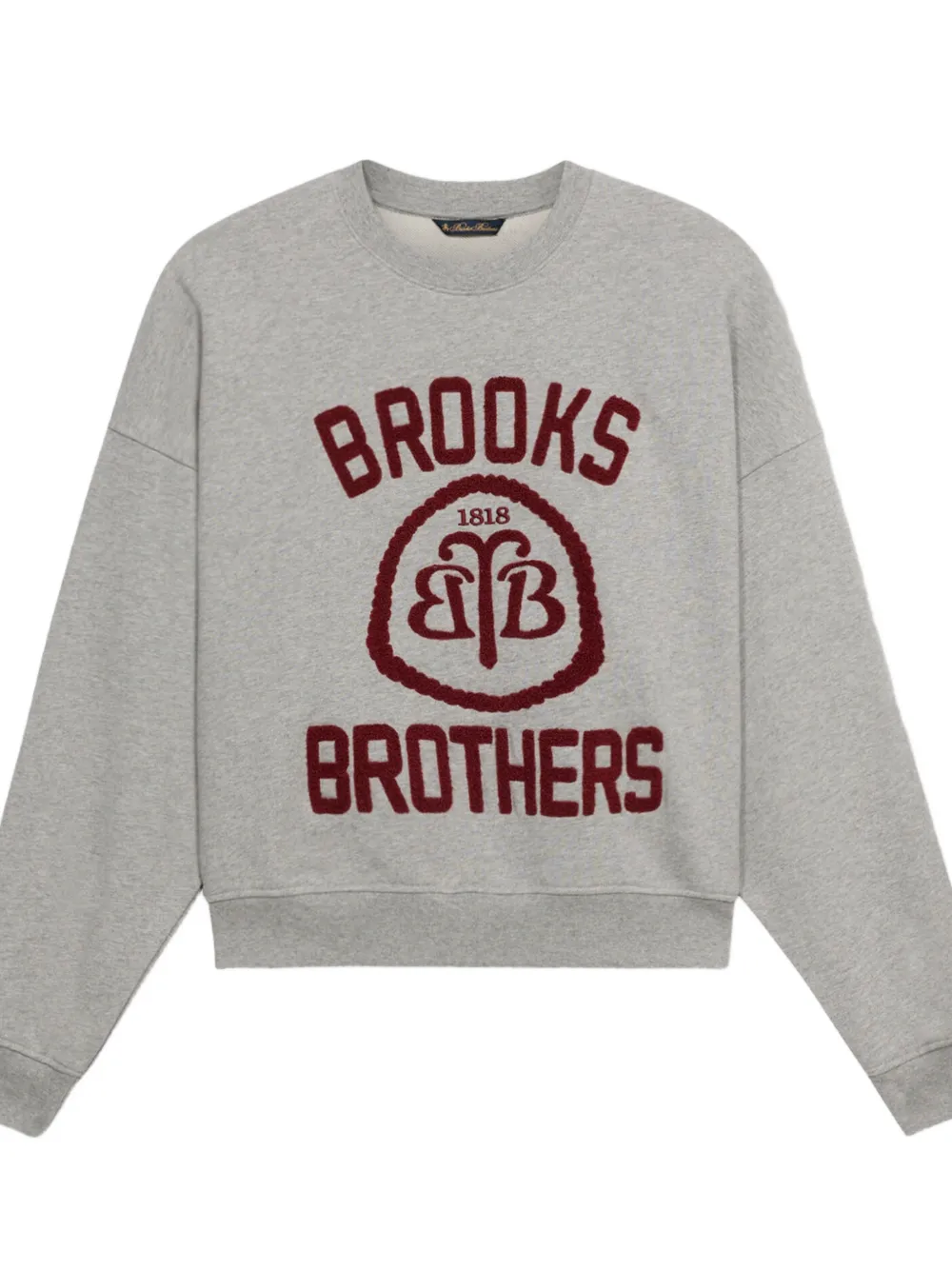 

Свитшот с вышитым логотипом и круглым вырезом Brooks Brothers, серый