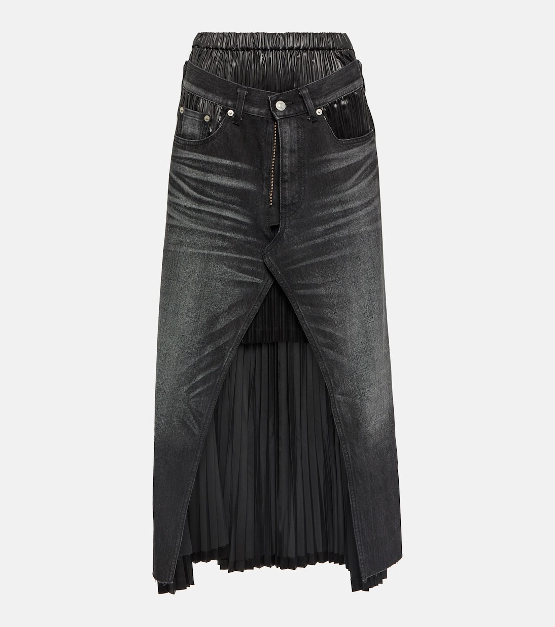 

Многослойная джинсовая юбка миди из коллекции levi's Junya Watanabe, черный