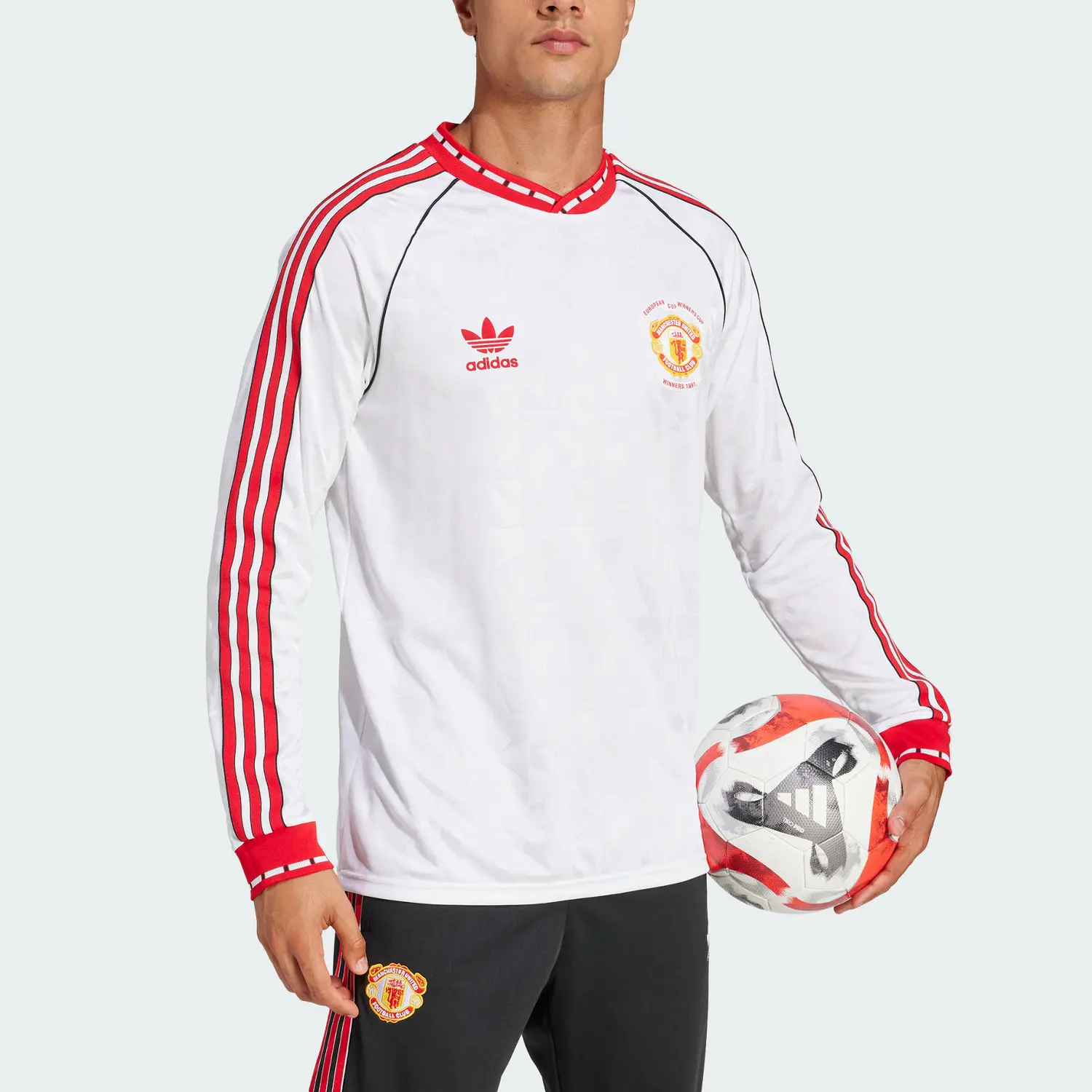 Adidas Originals Футболка Manchester SS25 UNITED '91 AWAY JERSEY Soccer Jersey Men's White/Red — фото 4
