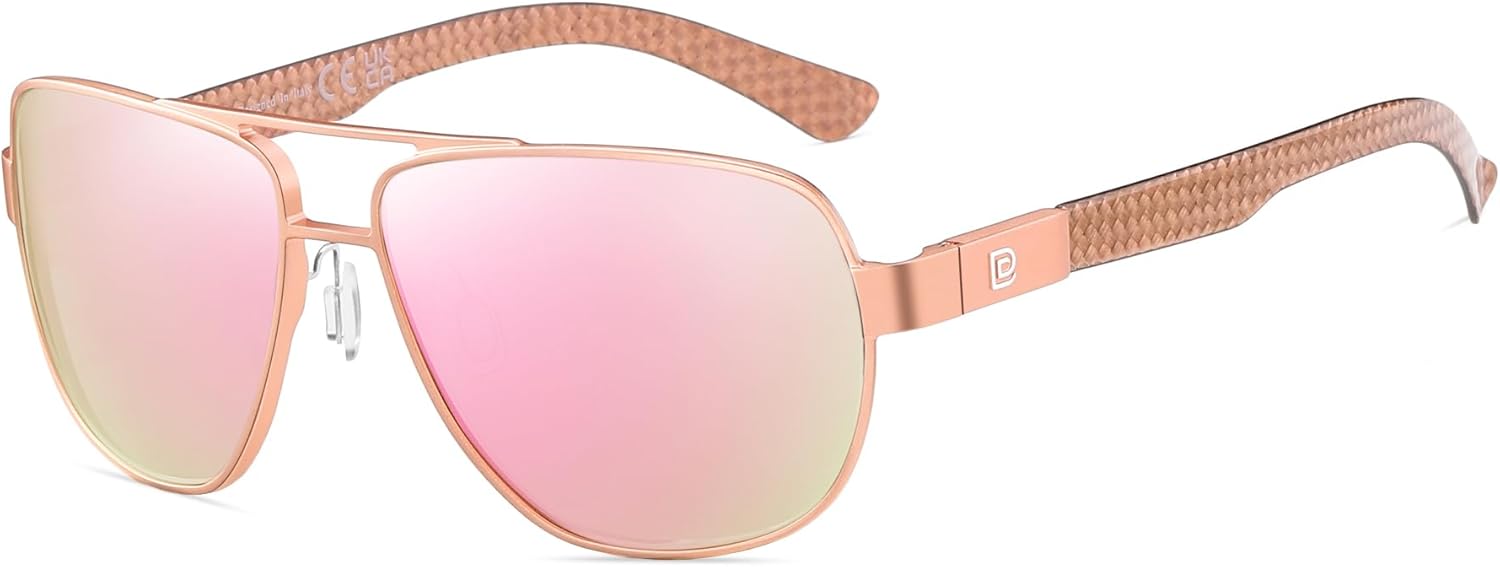 

Солнцезащитные очки-авиаторы DUCO для мужчин, поляризованные, с защитой от УФ-излучения, дужки из углеродного волокна, мужские солнцезащитные очки для вождения 3051, Rose Gold Frame Pink Lens