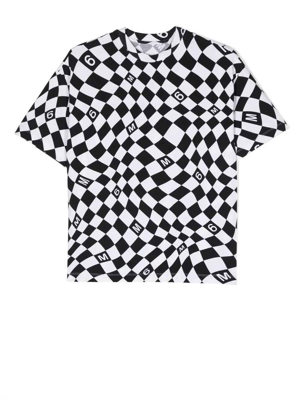 

Футболка в клетку MM6 Maison Margiela Kids, черный