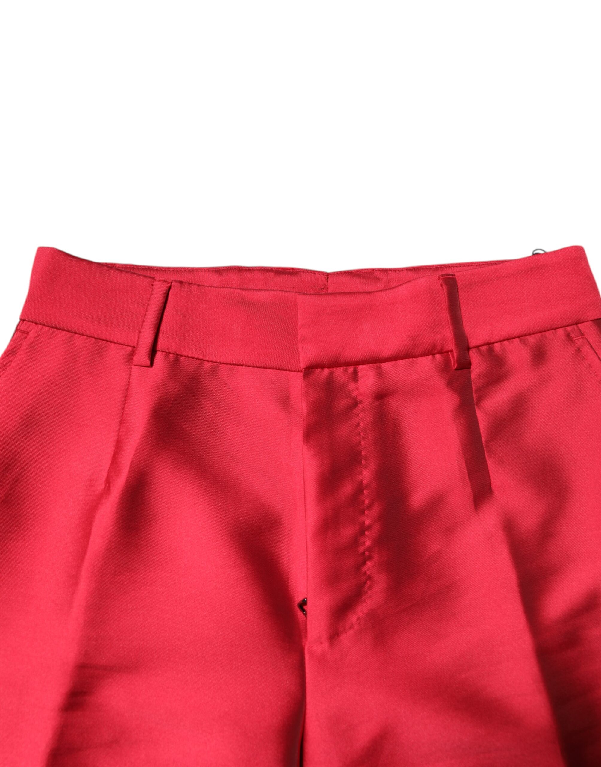 Красные укороченные брюки из полиэстера Dolce & Gabbana, Red — фото 4