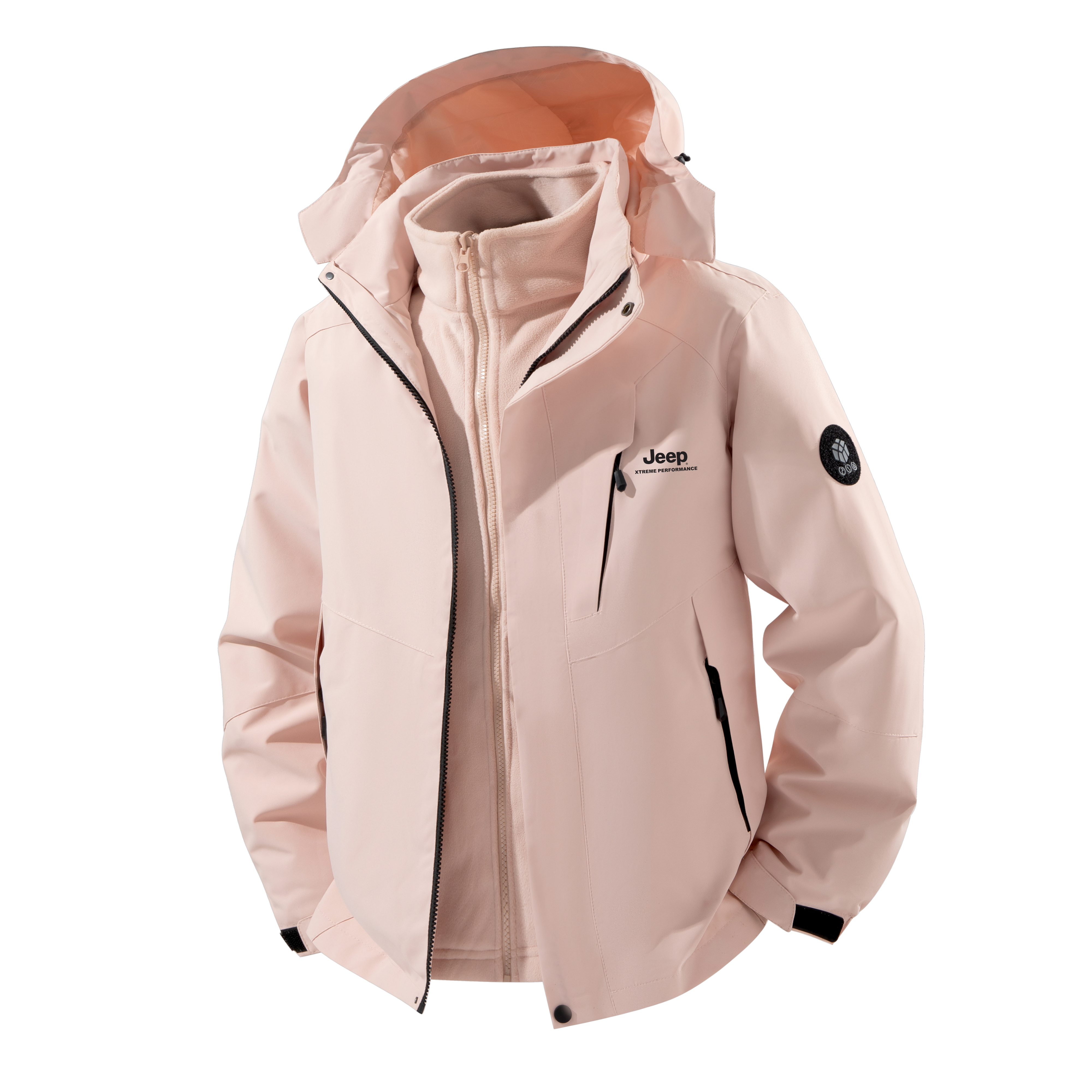 

Куртка Unisex с отстегивающимся капюшоном и подкладкой Fleece Jeep, светло-розовый